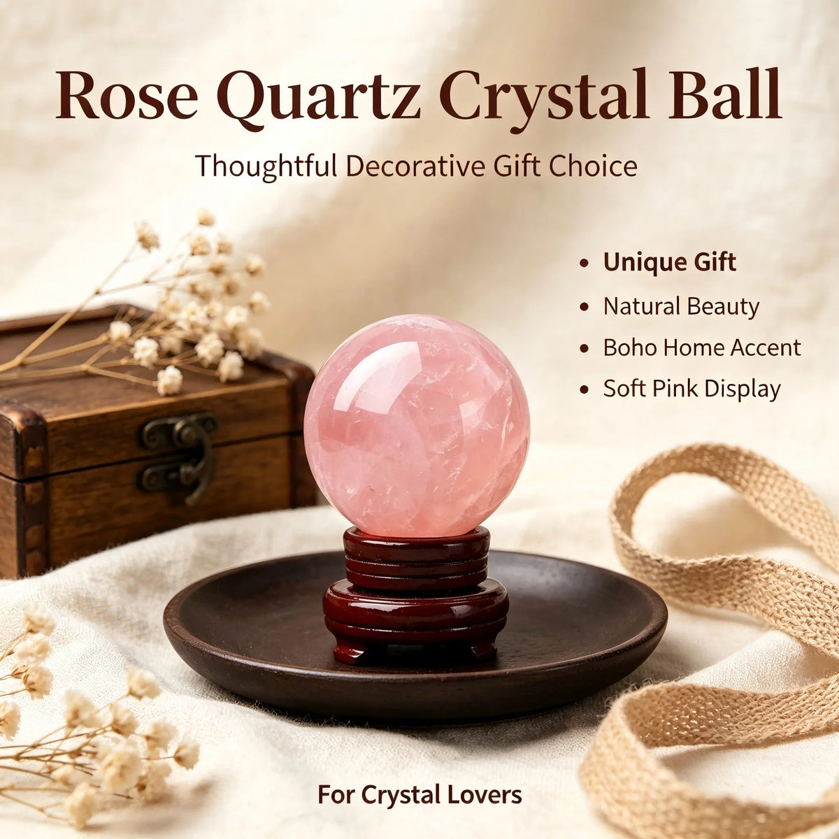 Natural rose quartz pink crystal ball, mineral specimen, random style, suitable for home or office decoration ornaments, elegant gift selection, glossy crystal ball for office decoration