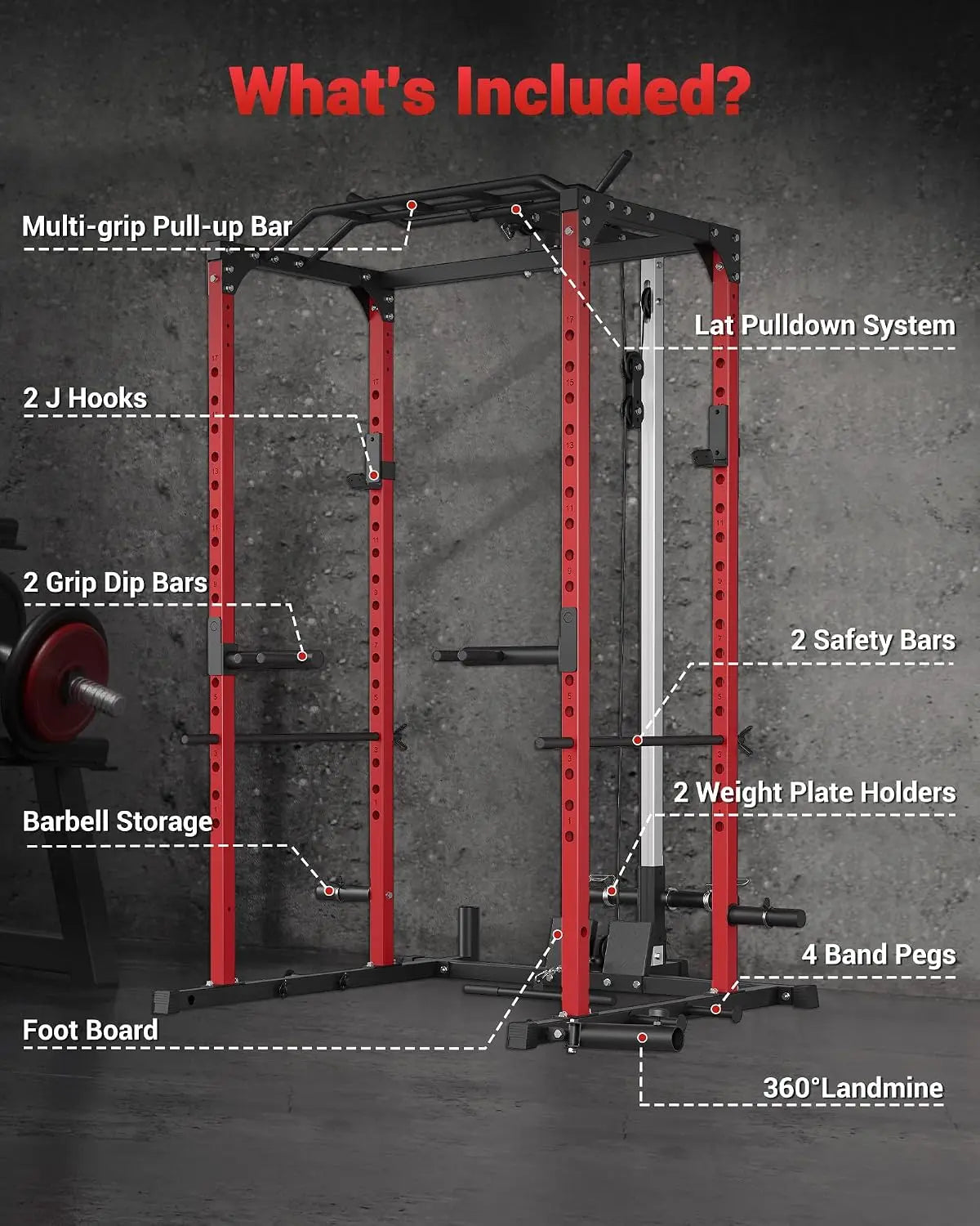 Power Cage for Home Gym with Pulley System, Power Rack & Squat Rack for Strength Training