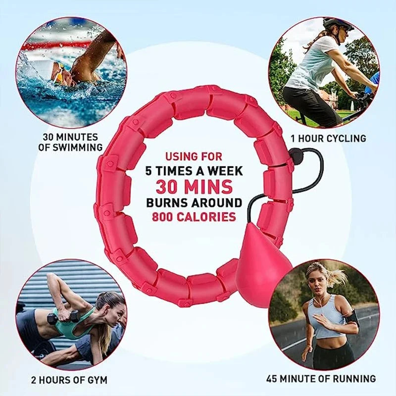 Smart Weighted Hula Hoop For Adults Weight Loss 47 Inch Waist 24 Detachable Links Fitness Hoop For Women And Beginners