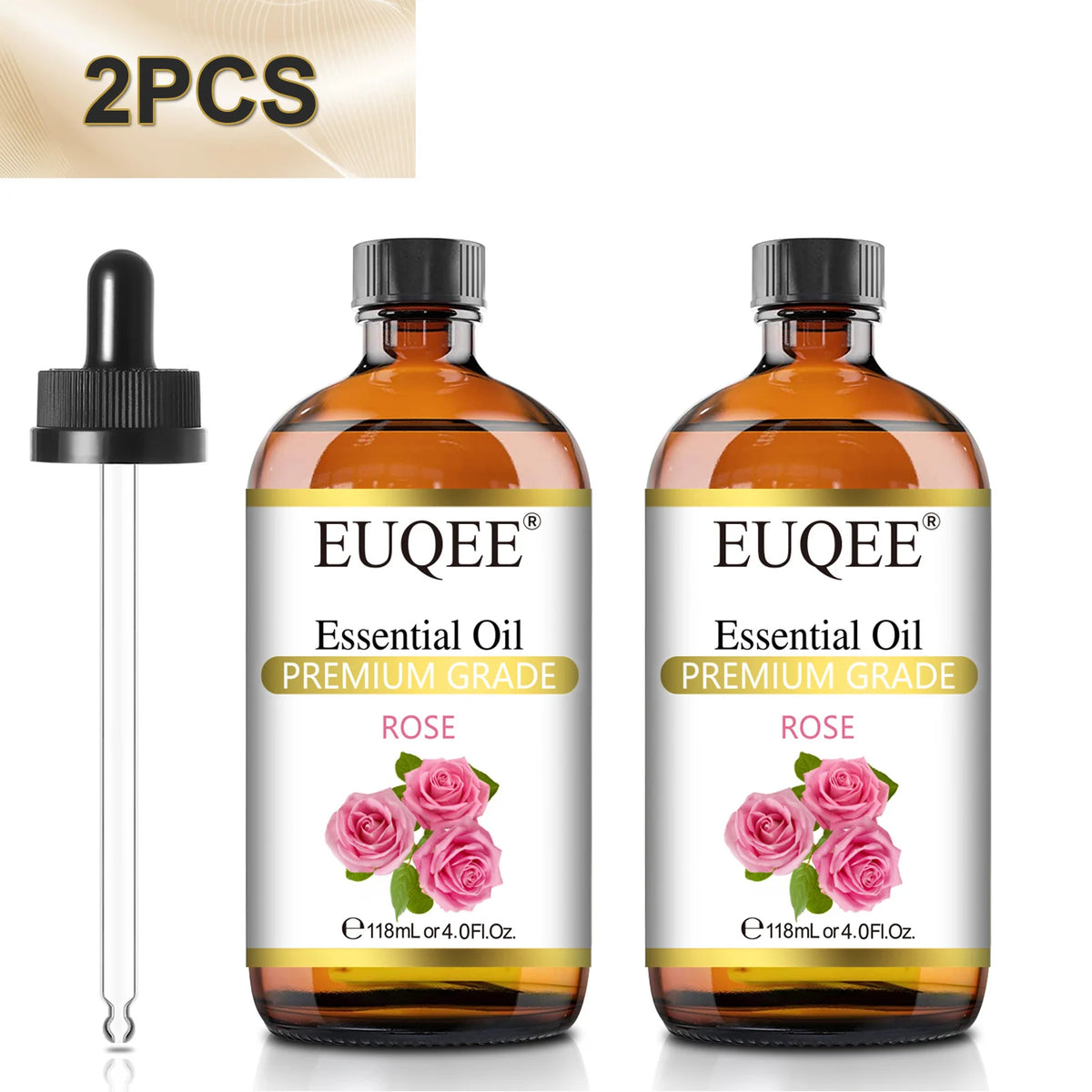 EUQEE 2 Bottles Plant Essential Oil For Diffuser Aromatherapy 118ml Myrrh Lemon Verbena Spikenard Palo Santo Rose Jasmine Essential Oil 2pcs/set