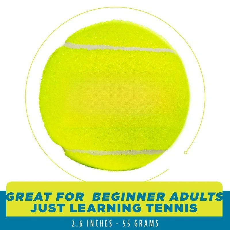 Practice Pressureless Tennis Balls - Great for Beginner Training + Practice - Low Bounce Balls for All Court Surfaces - Yellow - 3 Pack