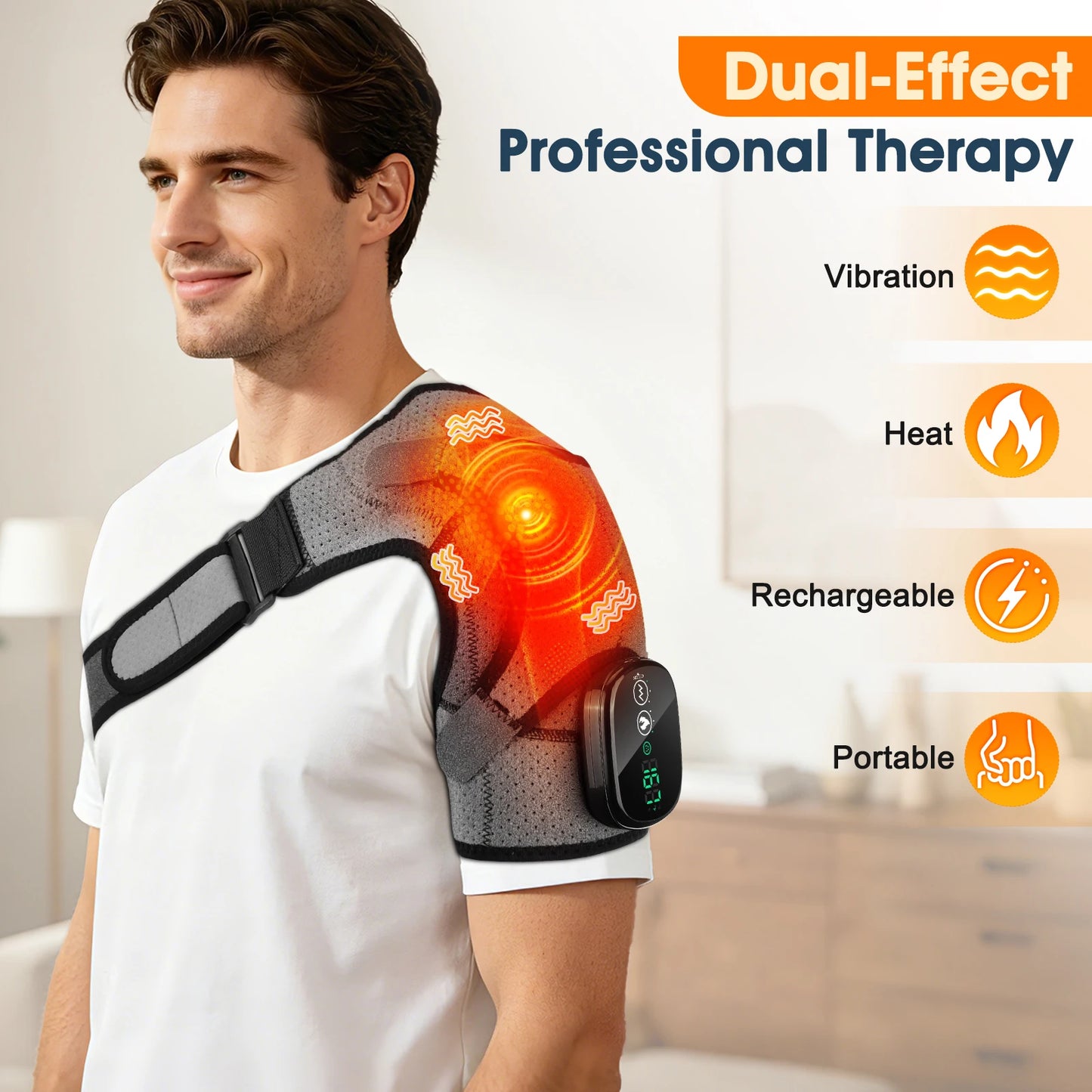 Heated Massage Shoulder Wrap Cape Touch Screen 6-Level Heat 45-70°C 3 Vibration Modes 5000mAh Muscle Fatigue Relief Unisex