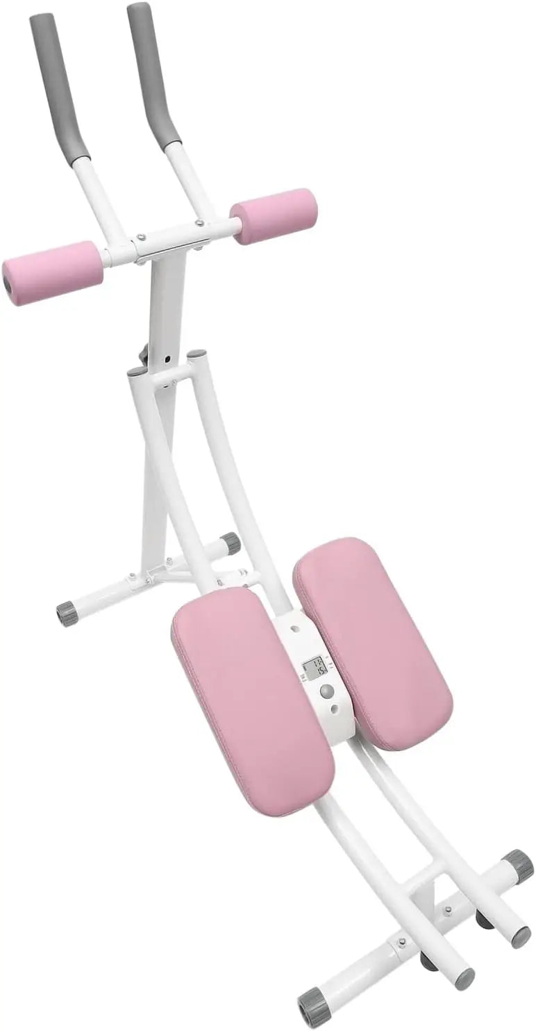 Ab Workout Equipment, Adjustable Ab Trainer Machine with LED Display,Pink Exercise Fitness Equipment for Full Body Shaping