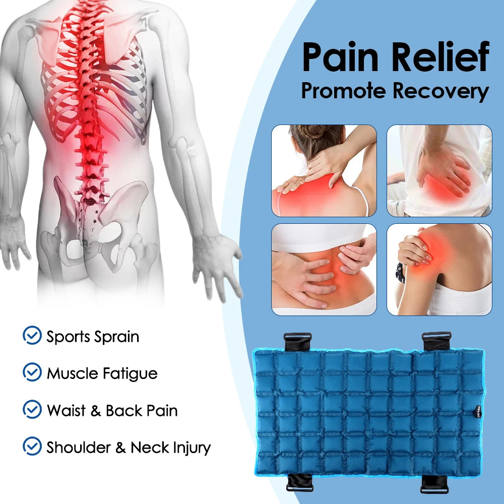 Reusable Hot Cold Compress Pack Back Shoulder Knee Wrap Self Absorbing Polymer Resin Multi Grid Ice Pack Microwave Heating Pad Support Brace Pain Relief Injury Recovery Swelling Eco Friendly