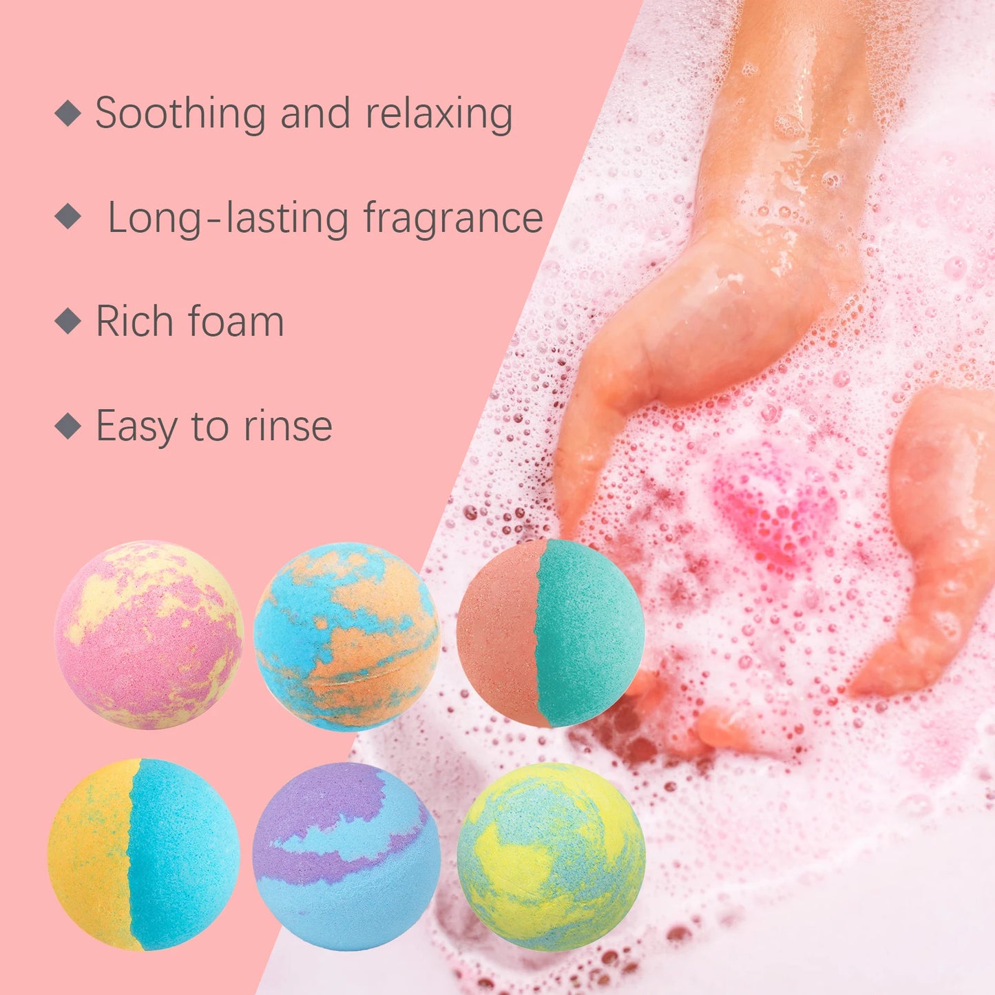 OceAura Christmas Bath Bombs Set 6PC Colorful Fizzy Bath Bombs with Essential Oils Moisturizing Bubble Bath for Soft Skin