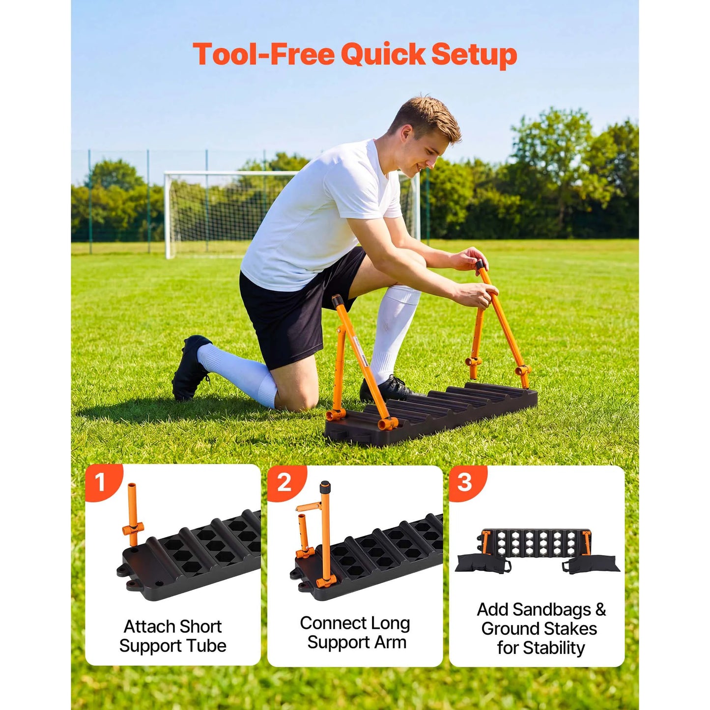 SucceBuy 37.4x9.8in Soccer Rebounder Board Dual Surface Sports Kick Back Trainer 3 Adjustable Angles for Passing Reaction Skills