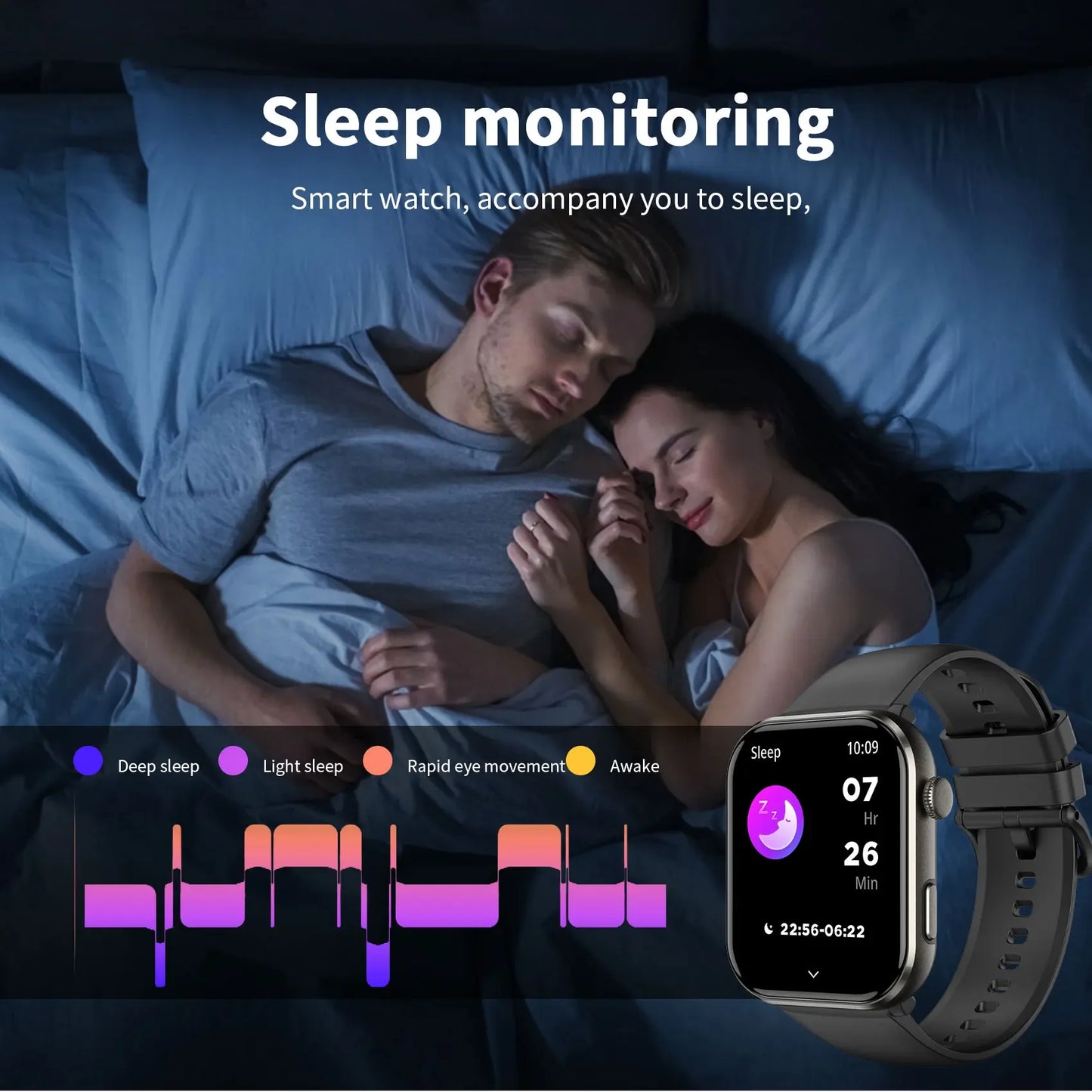 Blackview 800mAh 1.96'' AMOLED Screen R60 Bluetooth Call Smartwatch Blood Oxygen Health Monitoring for Men Women Fitness Tracker