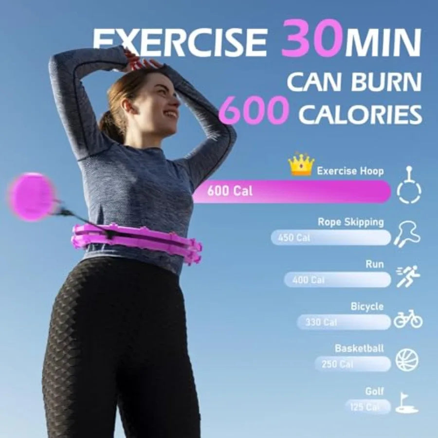Weighted Hula Circle with 24 Links for Adults Weight Loss, Infinity Fitness Hoop Plus Size, for Women Smart Exercise Equipment