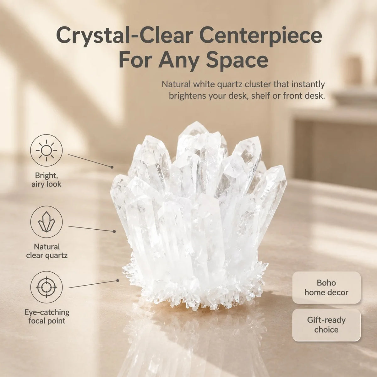 Natural high-quality white quartz crystal cluster flowers, with random styles, suitable for collecting and making high-end crystals, can be used for birthday gifts, women's gifts, scene decoration, desktop decoration
