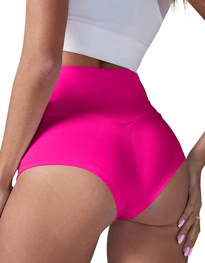 Women's High Waist Yoga Shorts with Pockets, Booty Lifting Workout Leggings, Athletic Compression Sport Shorts