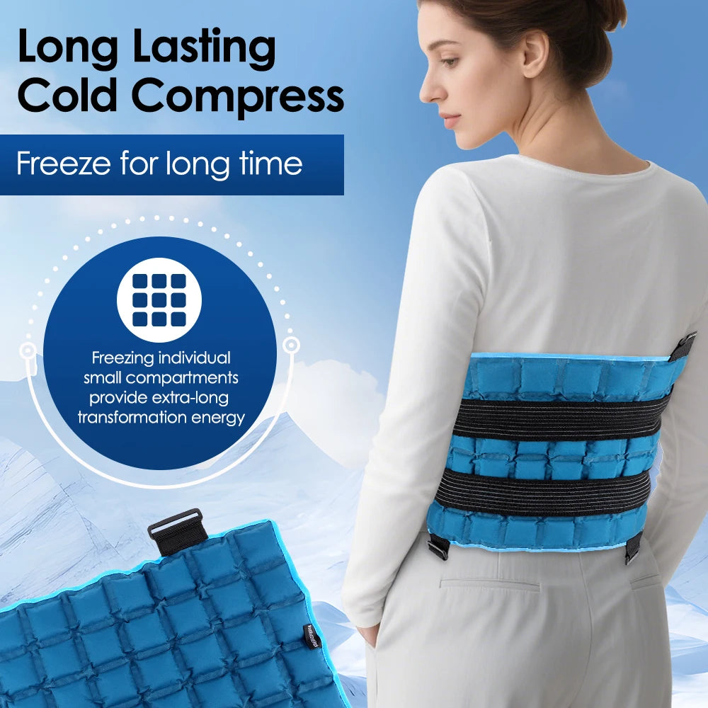 Reusable Hot Cold Compress Pack Back Shoulder Knee Wrap Self Absorbing Polymer Resin Multi Grid Ice Pack Microwave Heating Pad Support Brace Pain Relief Injury Recovery Swelling Eco Friendly