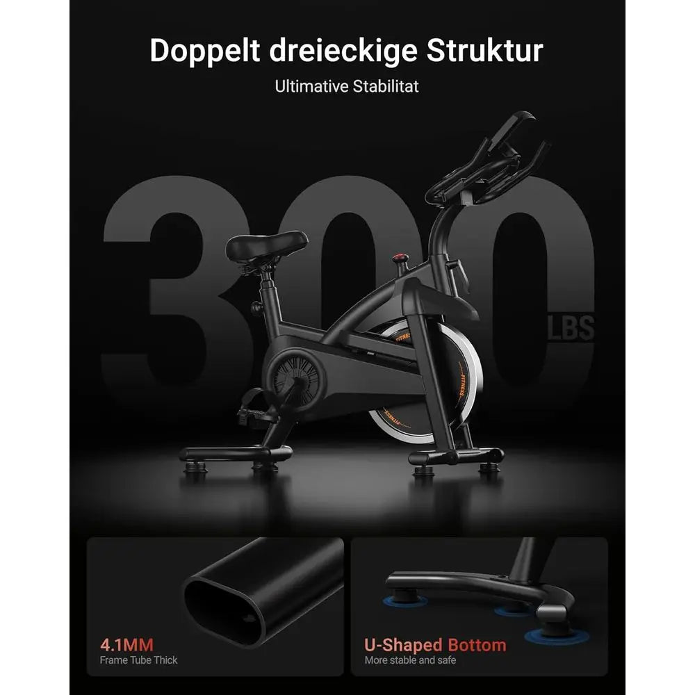 Stationary Exercise Bike Belt Drive Silent 0-100 Resistance With App Heart Rate Tablet Bottle Holder 300LB Home Cycling Workout
