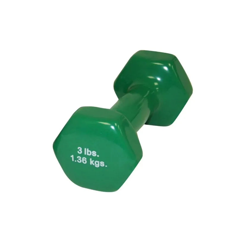 Vinyl-Coated Iron Dumbbell, Green, 3 lb, 1 Each