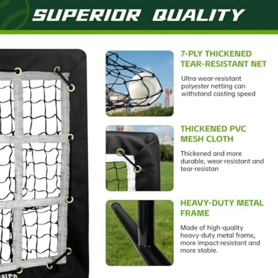 9 Hole Pitching Net Heavy-Duty Baseball Net with Strike Zone for Pitching and Hitting Practice Hght Adjustable Training Equipme