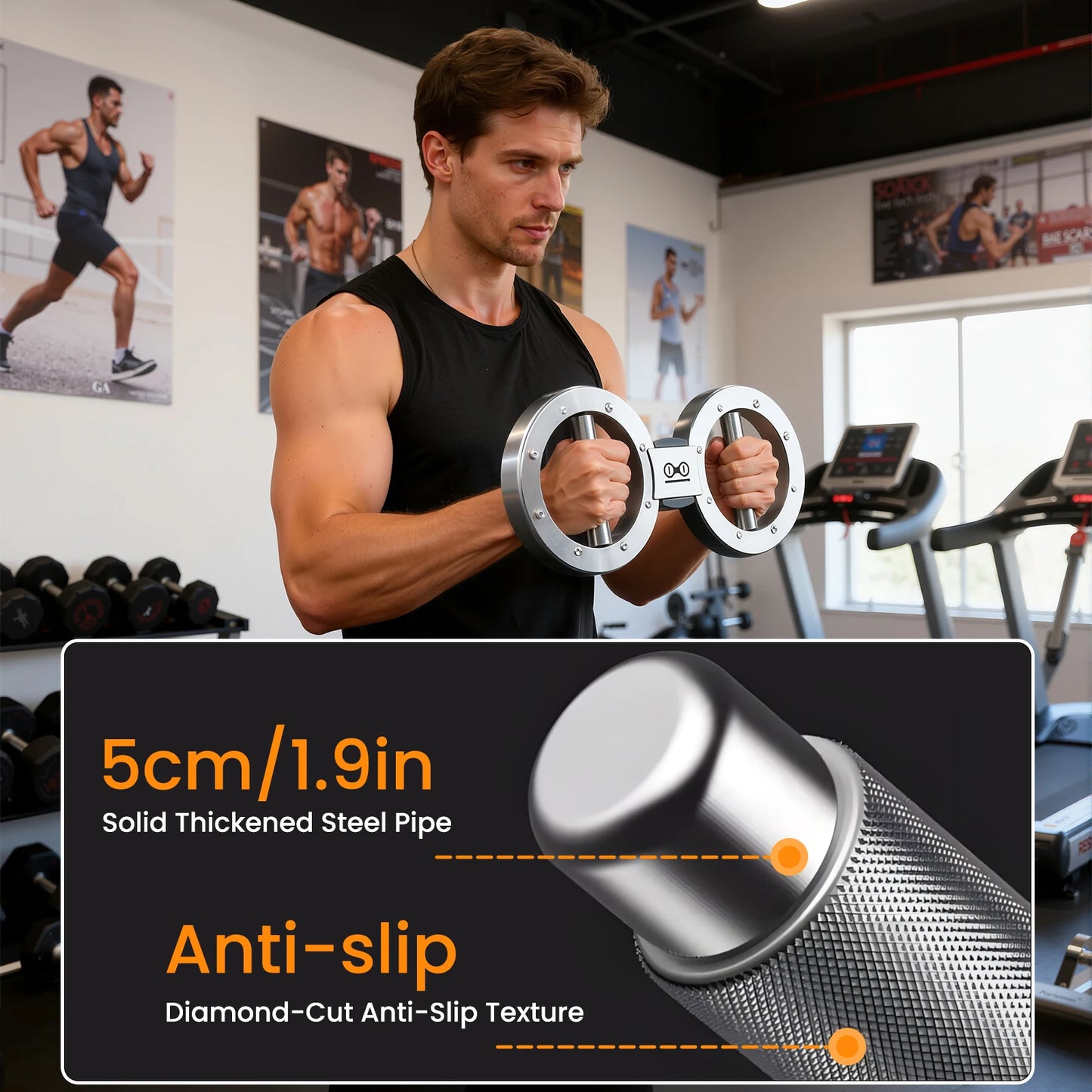 Rotator Machine Forearm Exerciser Arm Trainer With Adjustable Resistance 8-15Lbs 360° Rotatable Multifunctional Grip Strength Trainer for Home Boxing Gym