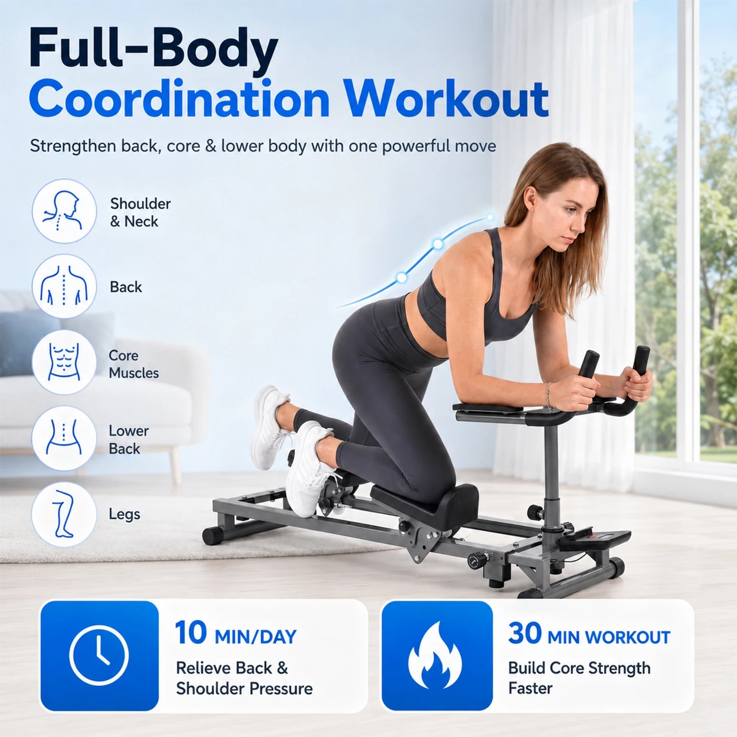 Crawling Machine, Adjustable Height Length Back Stretcher with Counter, Crawling Training Machine, for Home Gym Studio Cardio Fitness Exercise Core Training Office