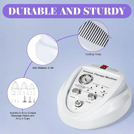 Salon Vacuum Cupping Massage Machine With 30 Multi-spec Cups 3 Separate Hoses 6 Adjustable Modes Max 70cmHg Strong Suction Relieve Back Pain Fat Reduction Anti-cellulite Body Shaping Spa Beauty Equipment