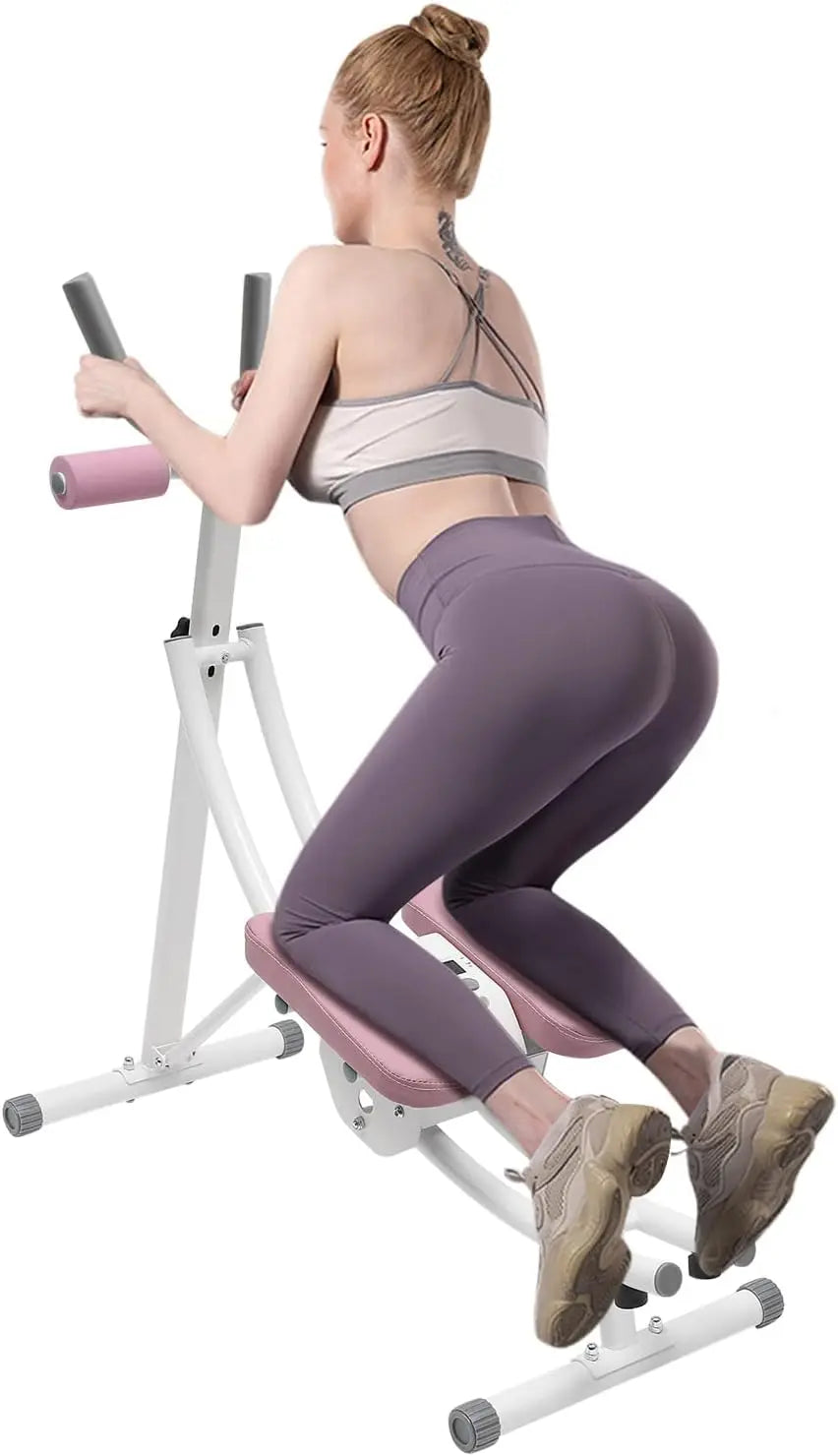 Ab Workout Equipment, Adjustable Ab Trainer Machine with LED Display,Pink Exercise Fitness Equipment for Full Body Shaping