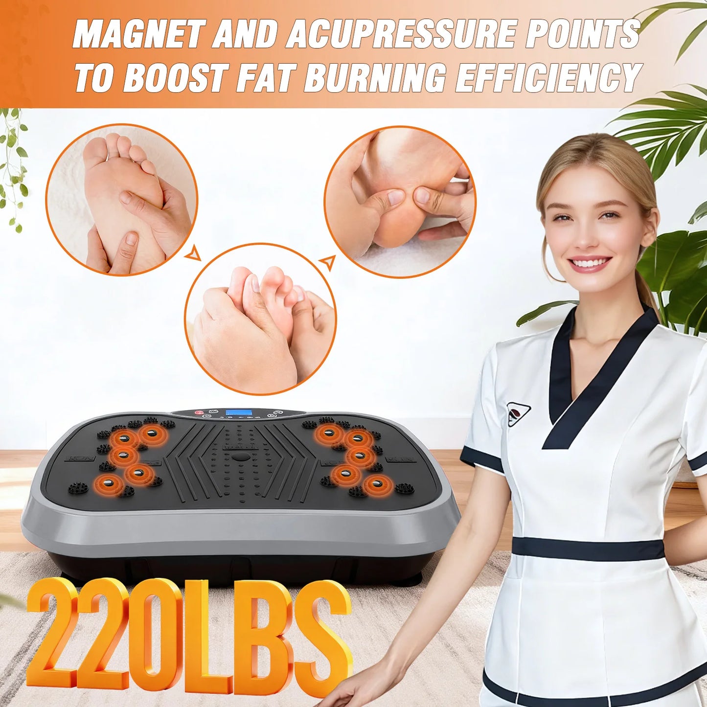 Portable Vibration Plate Exercise Machine Full-Body Workout with Bluetooth Resistance Bands Yoga Straps for Weight Loss &Shaping