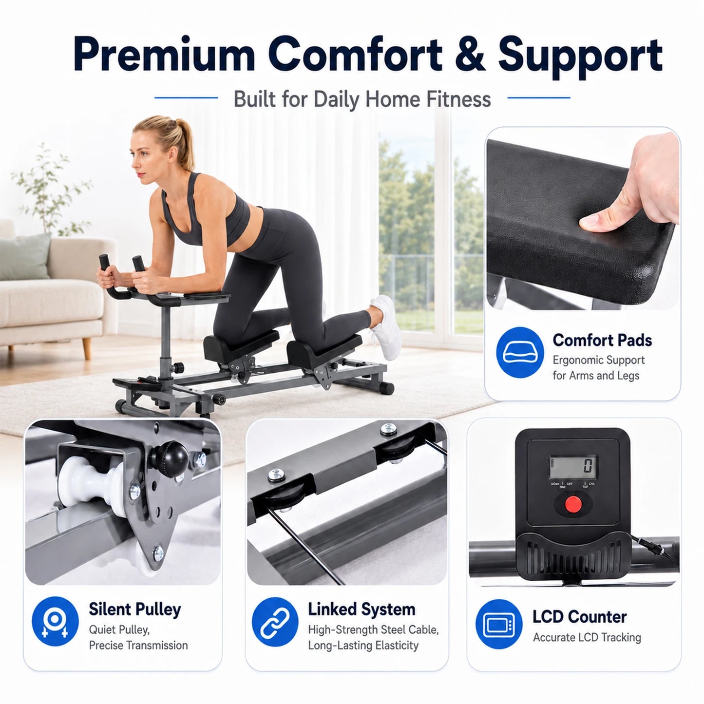 Crawling Machine, Adjustable Height Length Back Stretcher with Counter, Crawling Training Machine, for Home Gym Studio Cardio Fitness Exercise Core Training Office