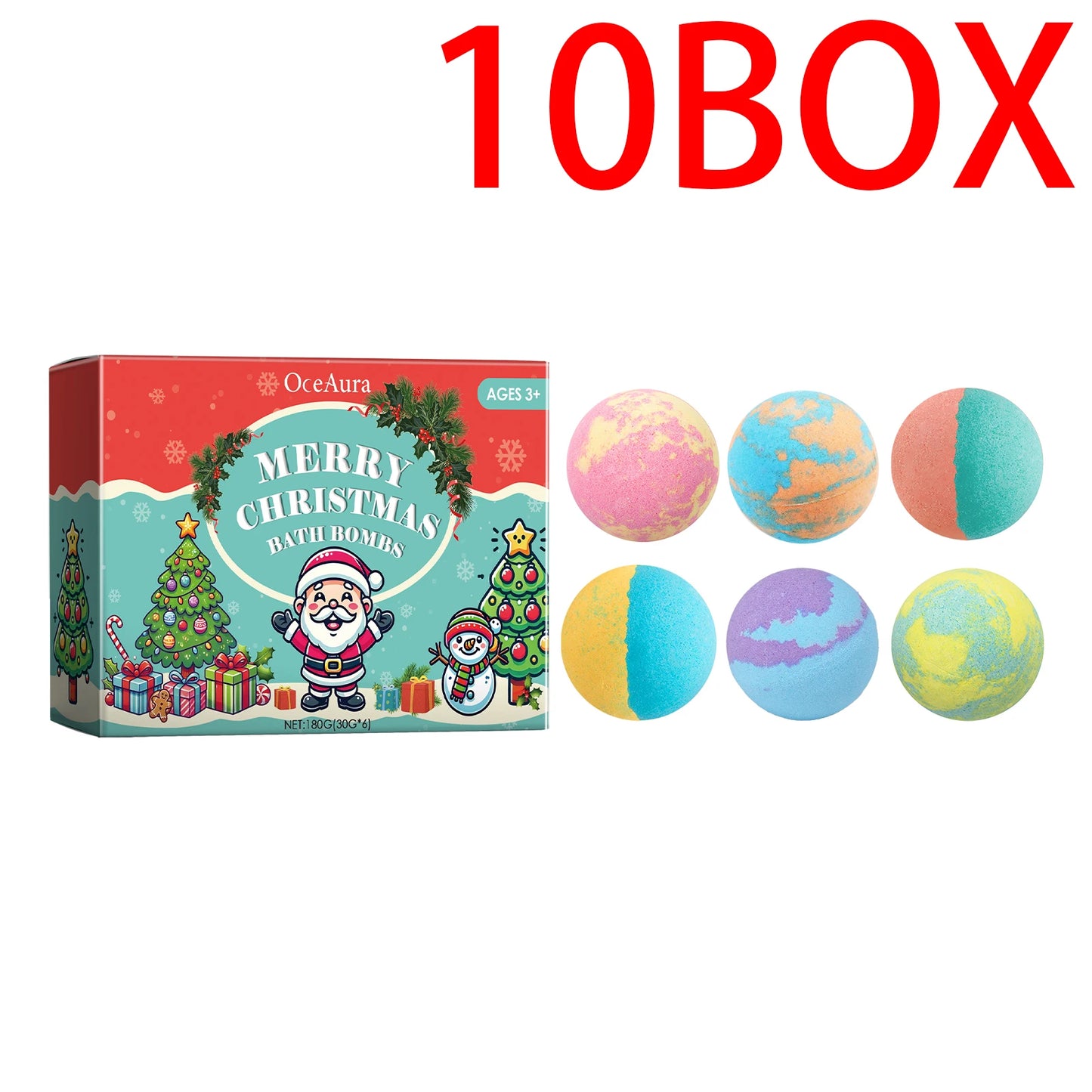 OceAura Christmas Bath Bombs Set 6PC Colorful Fizzy Bath Bombs with Essential Oils Moisturizing Bubble Bath for Soft Skin