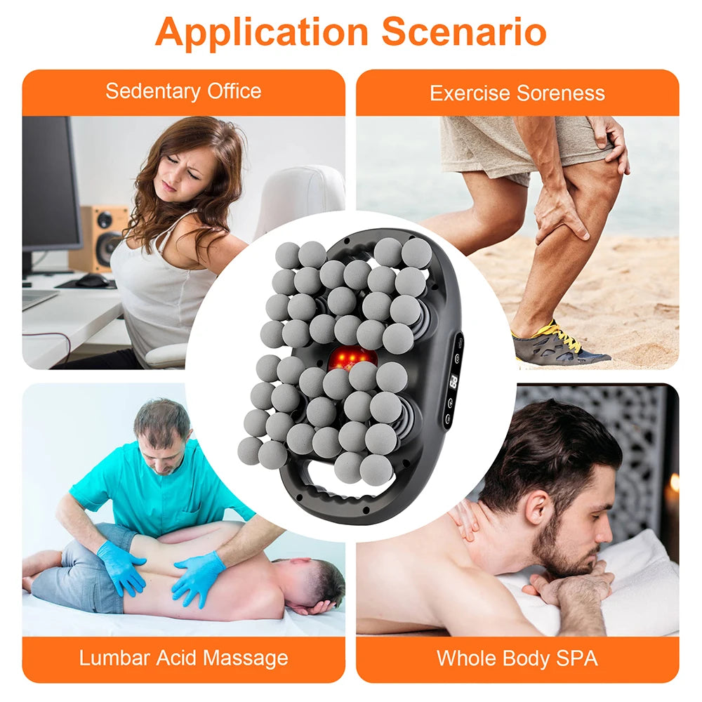 42 Heads Fascia Gun Wireless Vibration Body Massage Gun 9 Speed Red Light Deep Tissue Muscle Relax Massager for Gym Office Home