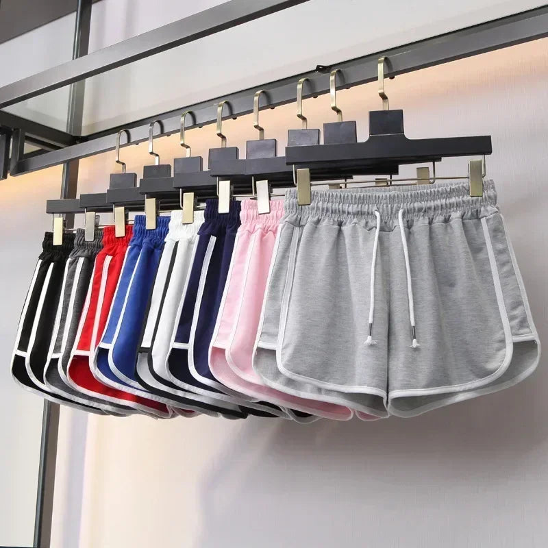 2024 Striped Sports Shorts Women Korean Fashion Casual Mini Shorts Summer Simple Loose Wide Leg Shorts Ladies New