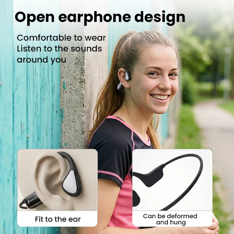 Bone Conduction Wireless Bluetooth Headphones Bluetooth 6.0 Sport Earphones Water And Sweat Proof Headset HD Call  Bluetooth Headphones With Mic