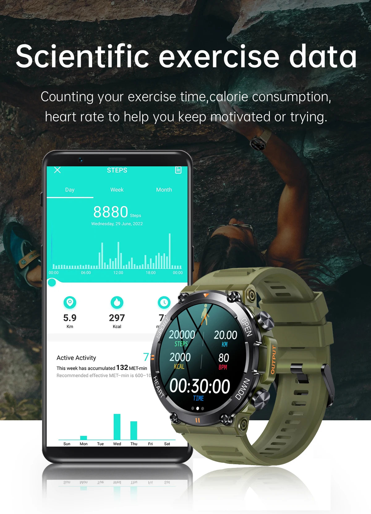 SENBONO Men's Smart Watch  Big Screen Bluetooth Call 400mAh Military Outdoor Sports Fitness Tracker Smartwatch Men Women K56