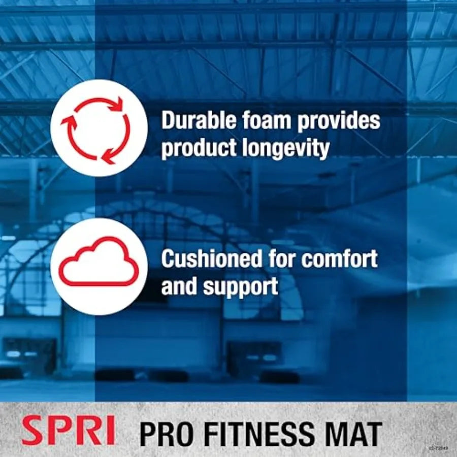 12mm Pro Fitness Matt - Thick Exercise Mat for Floor Workouts Sit-Ups Push-Ups Stretching Toning and General Fitness - Non-Slip