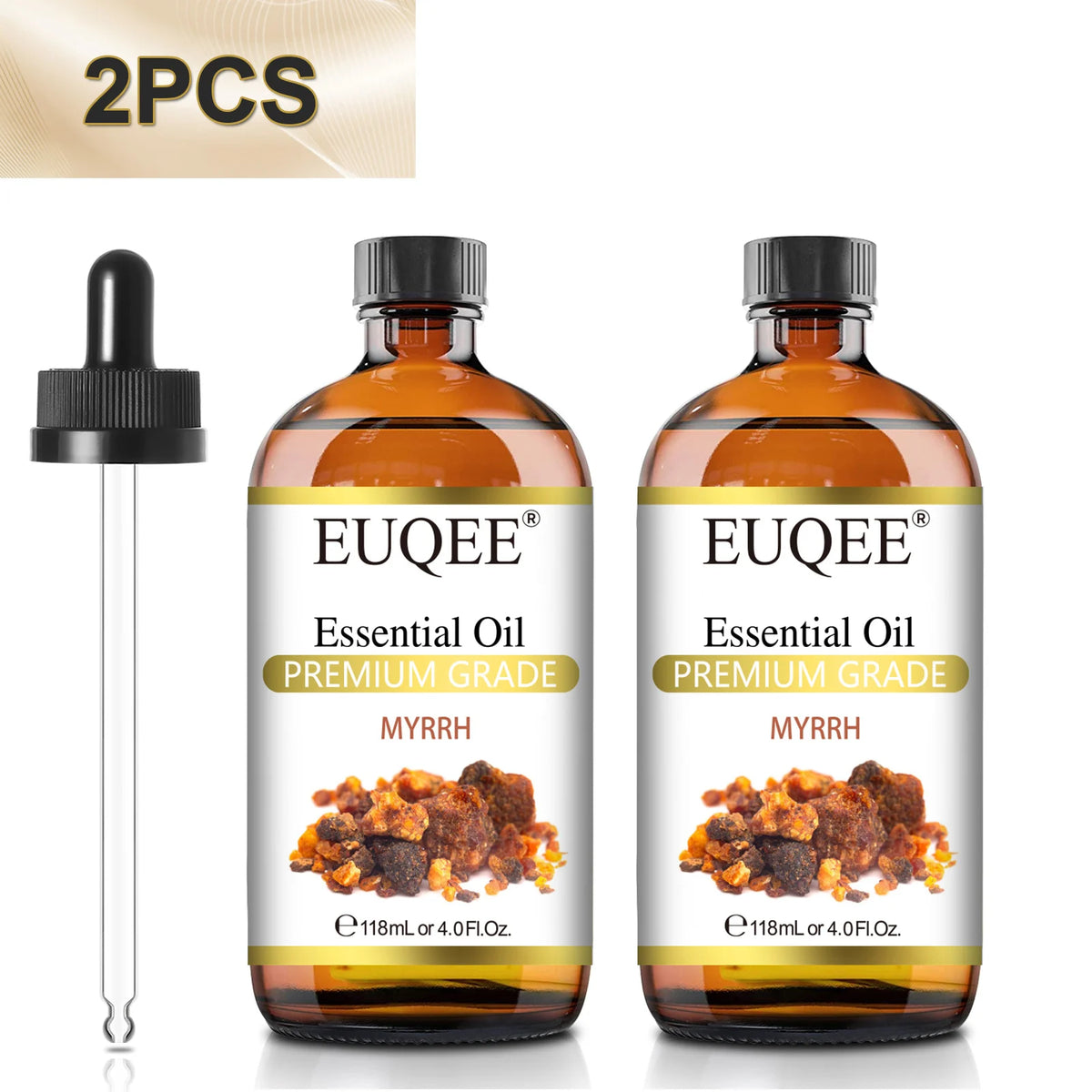 EUQEE 2 Bottles Plant Essential Oil For Diffuser Aromatherapy 118ml Myrrh Lemon Verbena Spikenard Palo Santo Rose Jasmine Essential Oil 2pcs/set