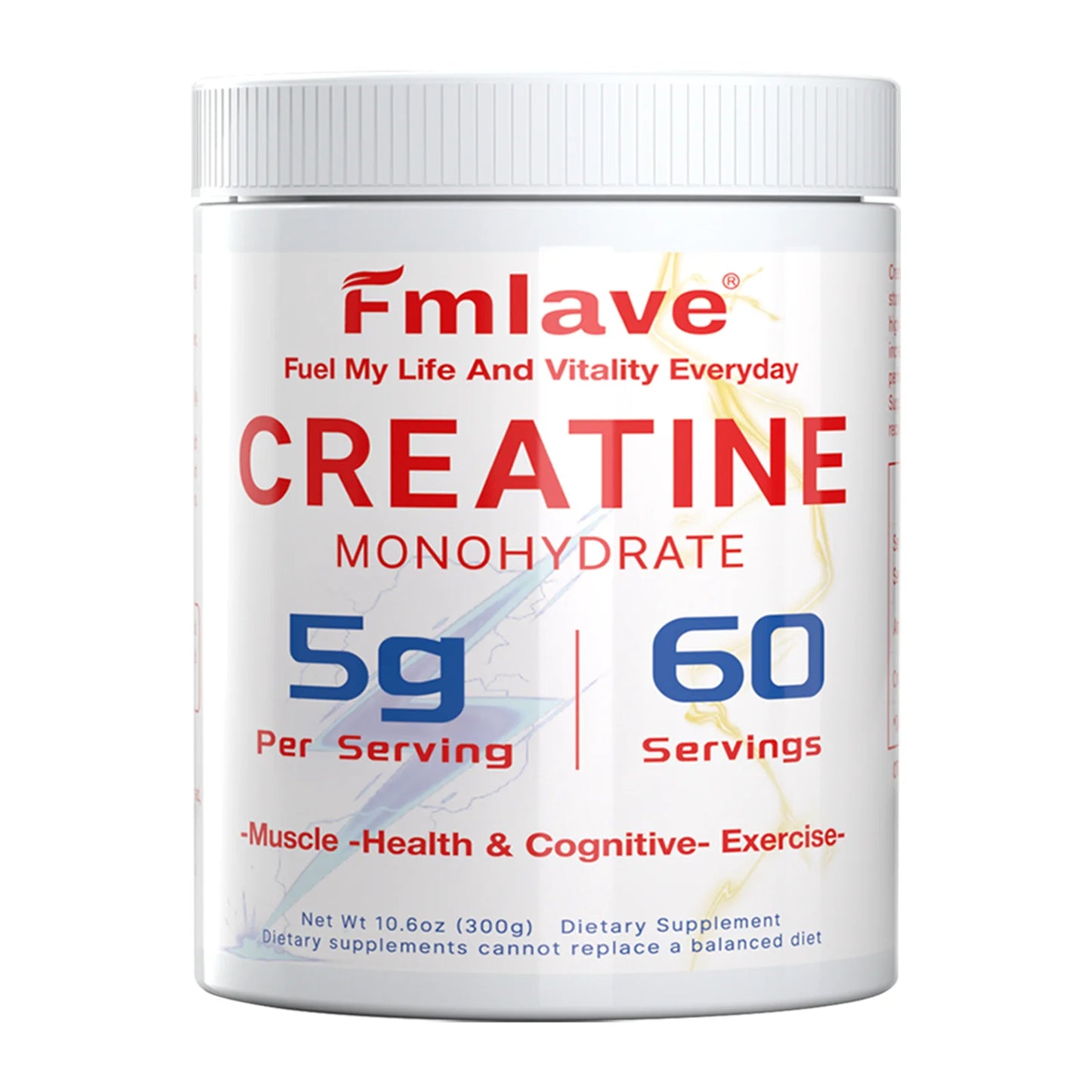 Fmlave Creatine Monohydrate Micronized Powder 300g - 60 Servings, 5000mg Per Serving (5g) - for Men & Women Muscle Growth & Recovery