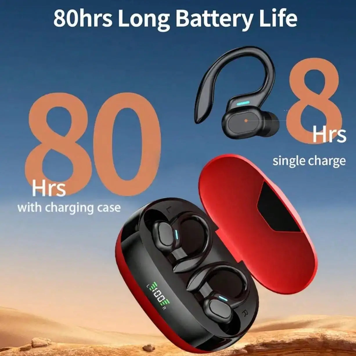 New Style Open-Ear Clip-On TWS Bluetooth Sports Earbuds, Non-In-Ear Comfort Hanging Wireless Headphones, Dolby AAC HiFi Stereo Deep Bass HD Calling, Compatible with iOS Android for Gaming & Couple Gifts