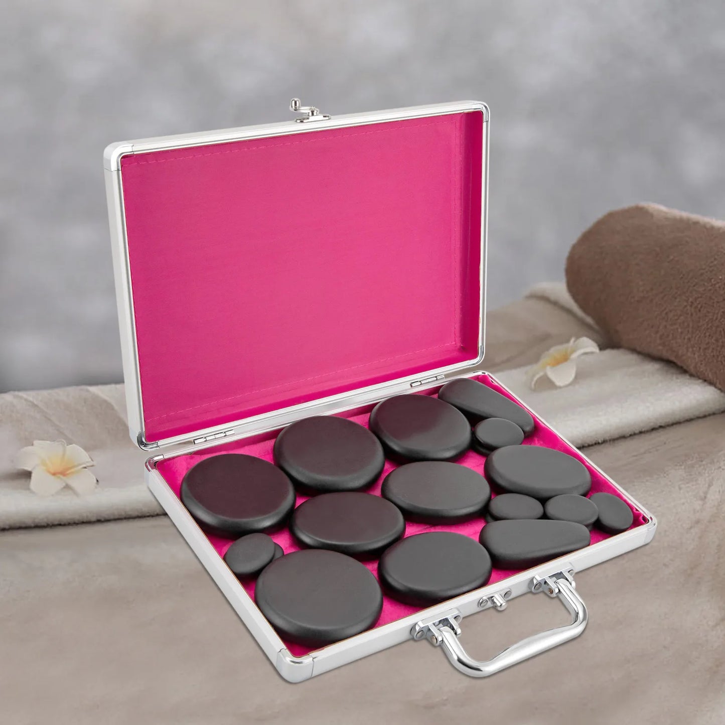 18 Volcanic Rocks Hot Stones Massage Set, 60-70 ℃used Hot Stones Body Massage Set, for Massage, Scraping, Hot Compress