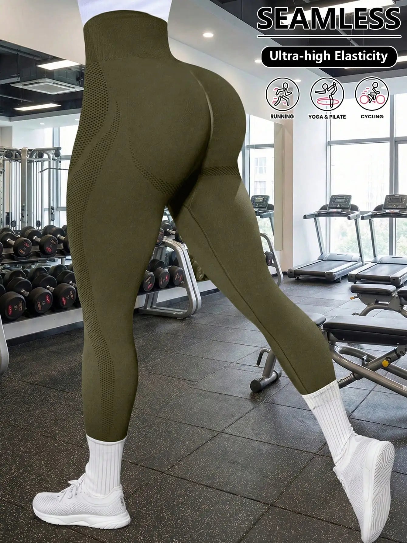Women's High Waist Elastic Yoga Pants Tummy Control Sports Running Pants One Size Fits All And Plus Size