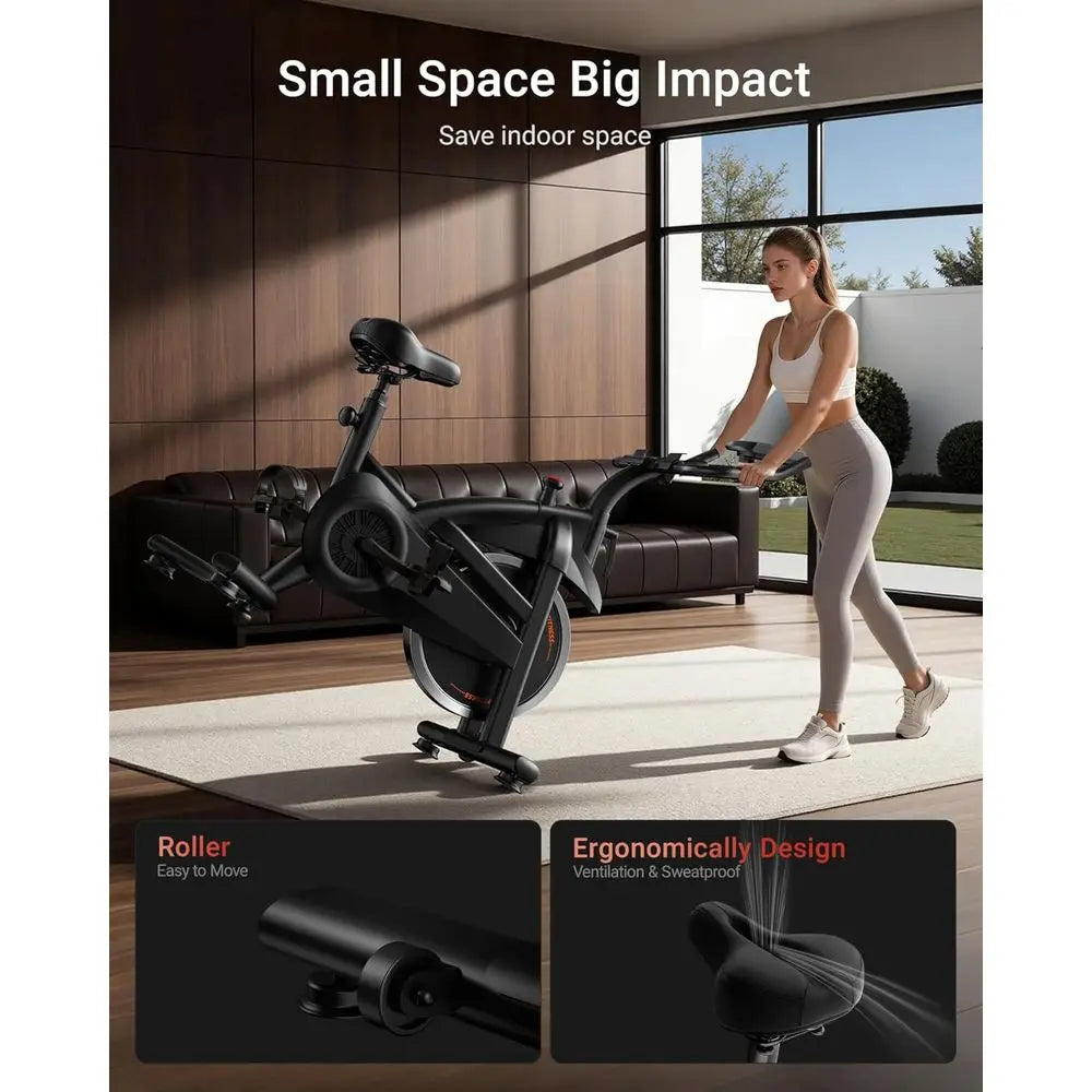 Stationary Exercise Bike Belt Drive Silent 0-100 Resistance With App Heart Rate Tablet Bottle Holder 300LB Home Cycling Workout