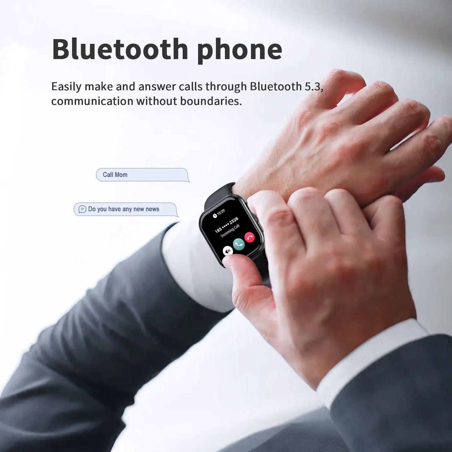 Blackview 800mAh 1.96'' AMOLED Screen R60 Bluetooth Call Smartwatch Blood Oxygen Health Monitoring for Men Women Fitness Tracker