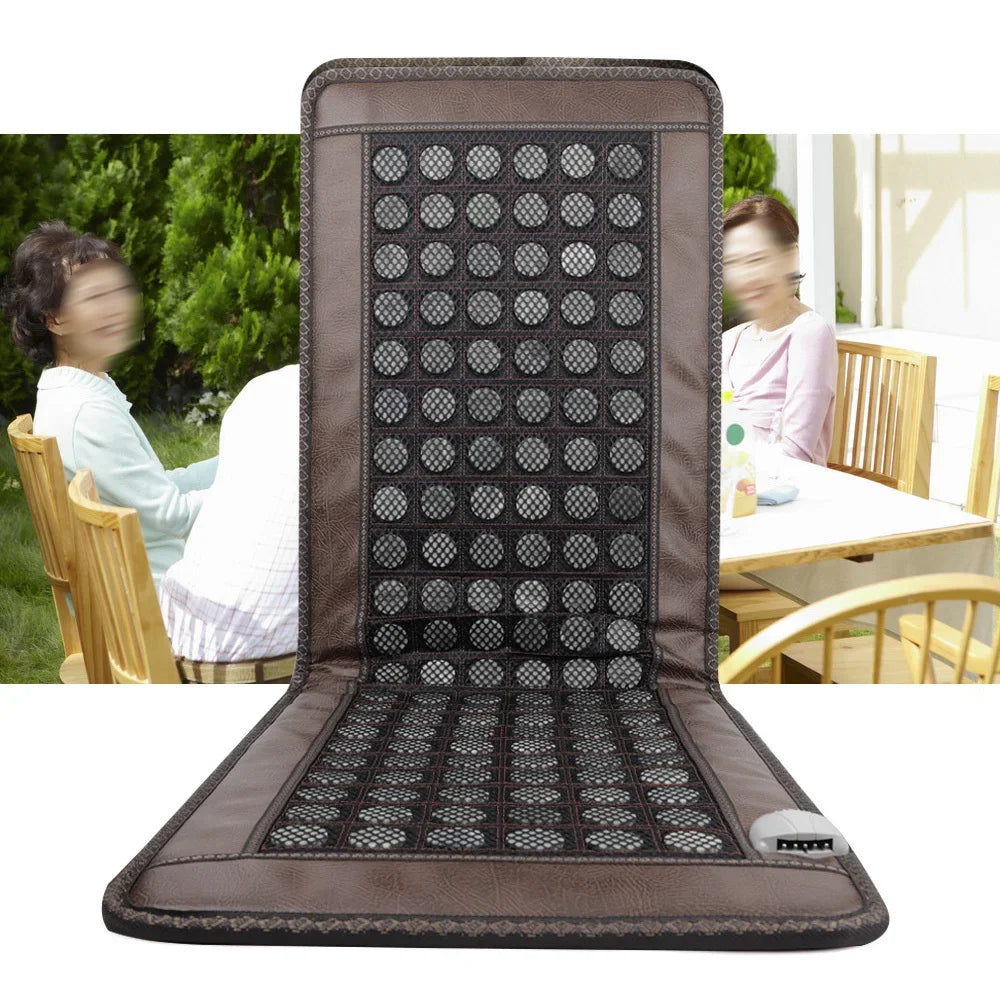 Far Infrared Heating Pad for Full Back, Natural Jade Tourmaline Stones Heating Mat, for Back Neck Shoulder Fast Pain Relief, Suitable for Home&Office