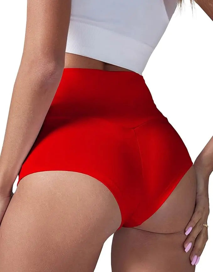Women's High Waist Yoga Shorts with Pockets, Booty Lifting Workout Leggings, Athletic Compression Sport Shorts
