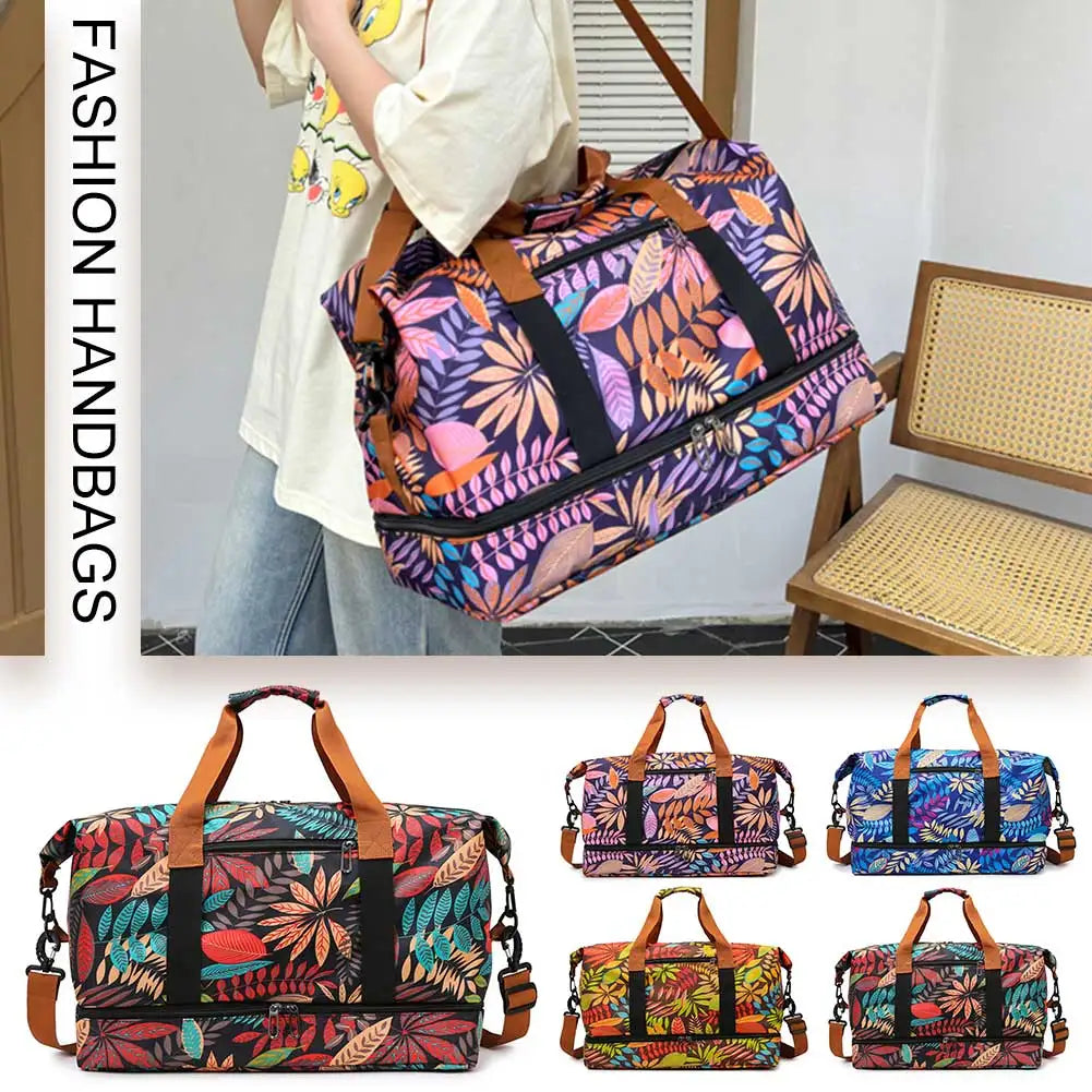 Women Weekender Duffel Bag Waterproof Fitness Storage Handbag Large Capacity Everyday Overnight Bag Female Yoga Handbag