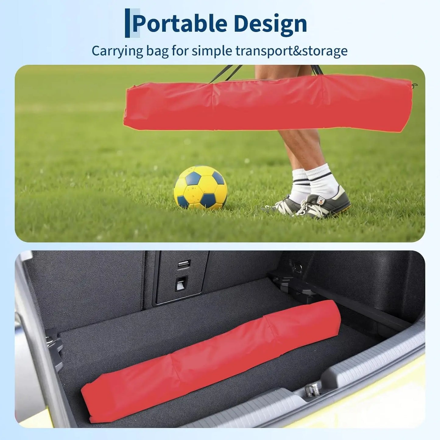 12x6 ft Steel Competition Soccer Goal, Foldable Heavy-Duty net with Metal Frame, high-Strength Fiberglass Support Poles, Includes Storage Bag & Ground Stakes