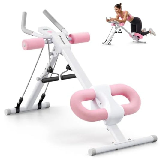 Home gym ab machine: adjustable foldable abdominal trainer with knee protection black steel frame for effective stomach workout