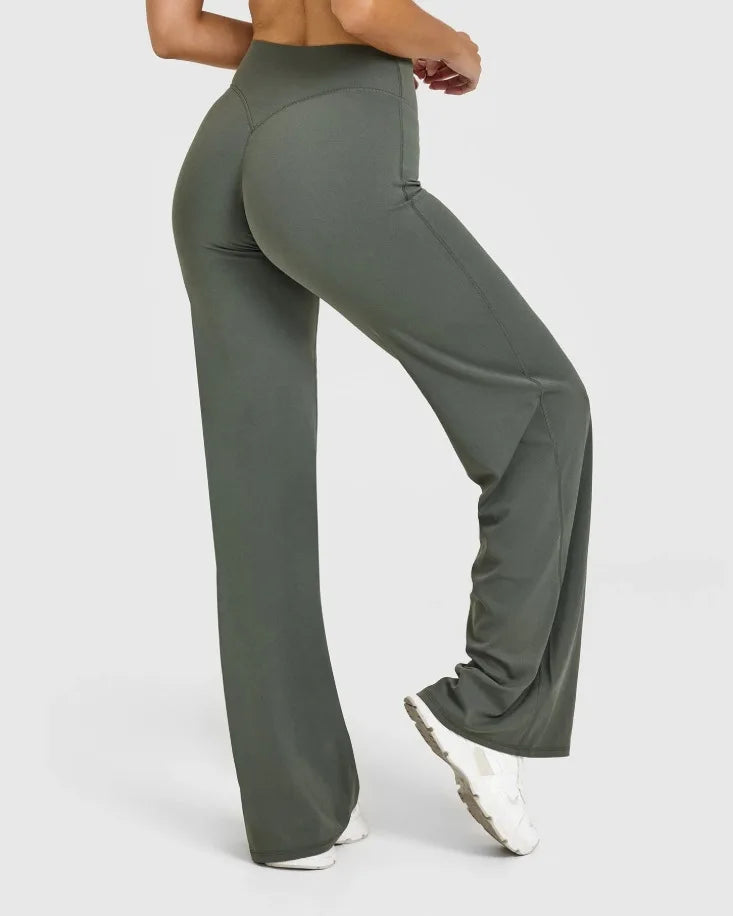 NCLAGEN SoftMotion Straight Leg Bottoms Women's Mid-Waist Yoga Pants GYM Leggings Naked Feel Pilates Running Sports Trousers