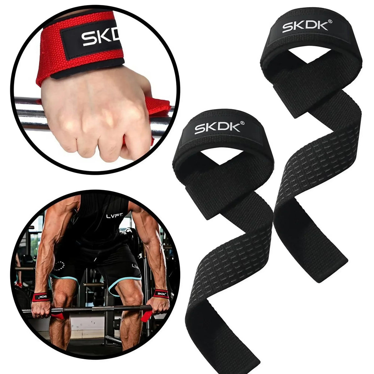 Lifting Straps Wrist Support Weightlifting Grips With 5MM Neoprene Padded Anti-Slip Silicone Heavy Duty Webbing Gym Accessories Deadlift Straps Fitness Equipment For Men Women Strength Training Bodybuilding Powerlifting Wrist
