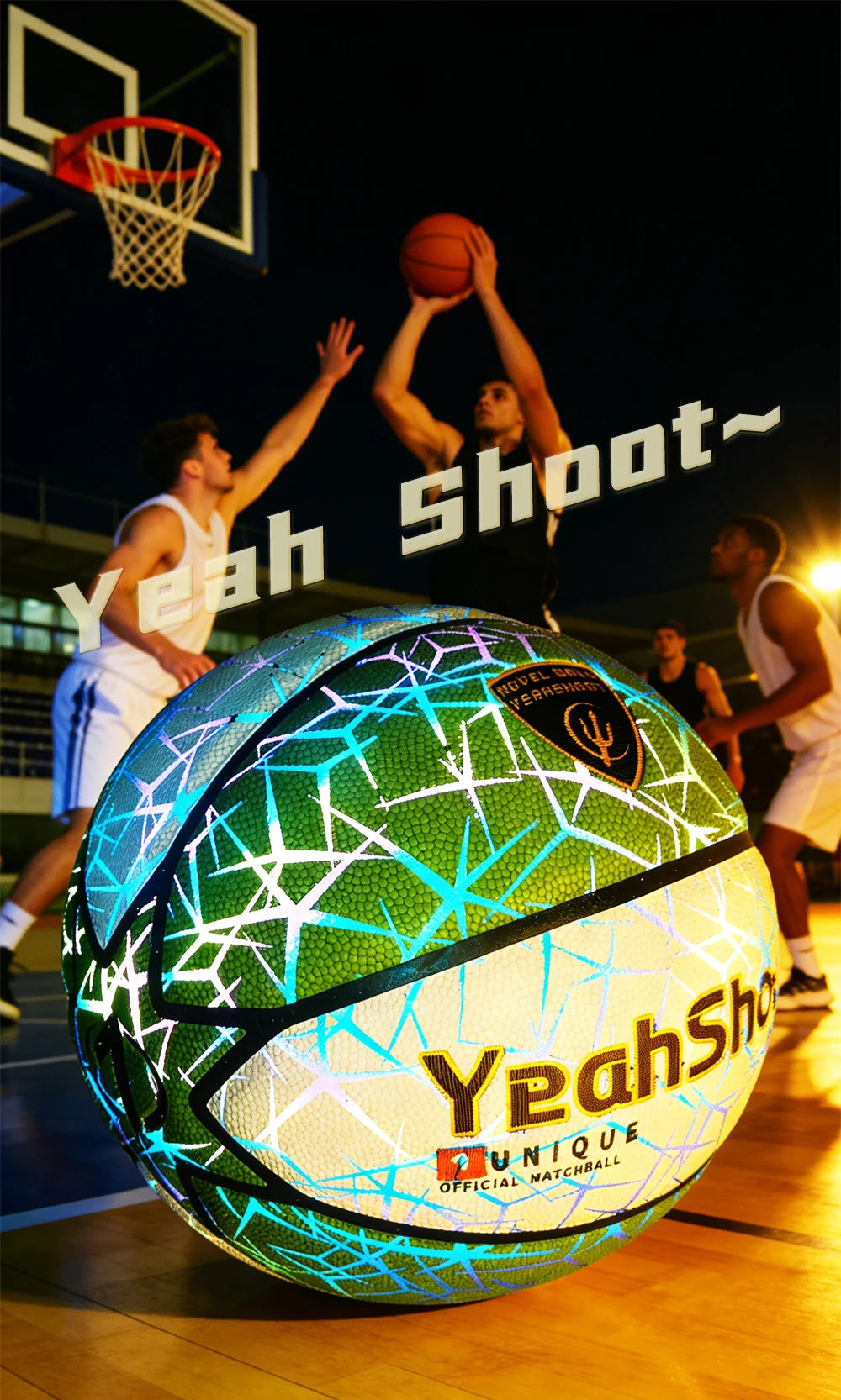 2026 Dark-Glowing Holographic Basketball - Light-Up Luminous Basketball for Outdoor Training And Nighttime Games