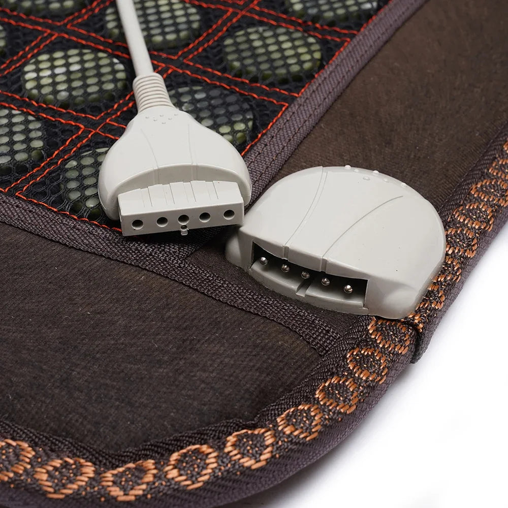 Far Infrared Heating Pad for Full Back, Natural Jade Tourmaline Stones Heating Mat, for Back Neck Shoulder Fast Pain Relief, Suitable for Home&Office