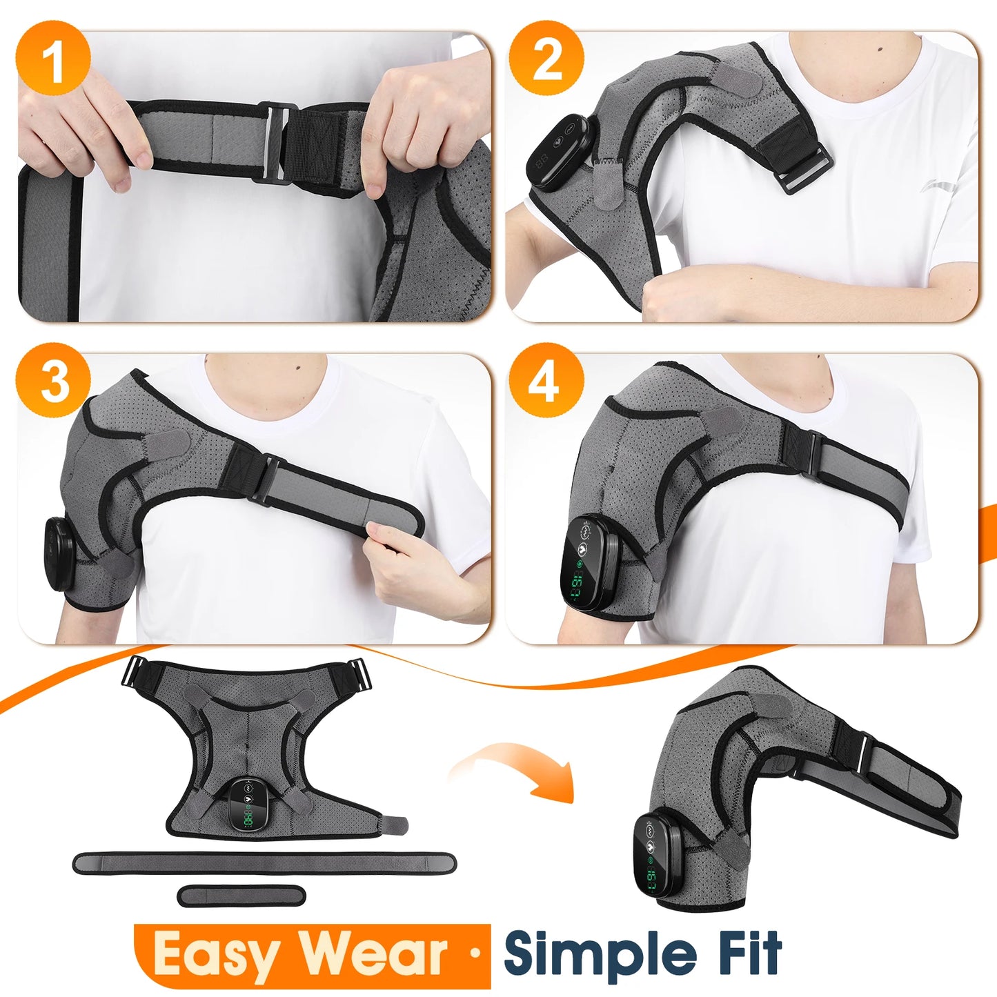 Heated Massage Shoulder Wrap Cape Touch Screen 6-Level Heat 45-70°C 3 Vibration Modes 5000mAh Muscle Fatigue Relief Unisex