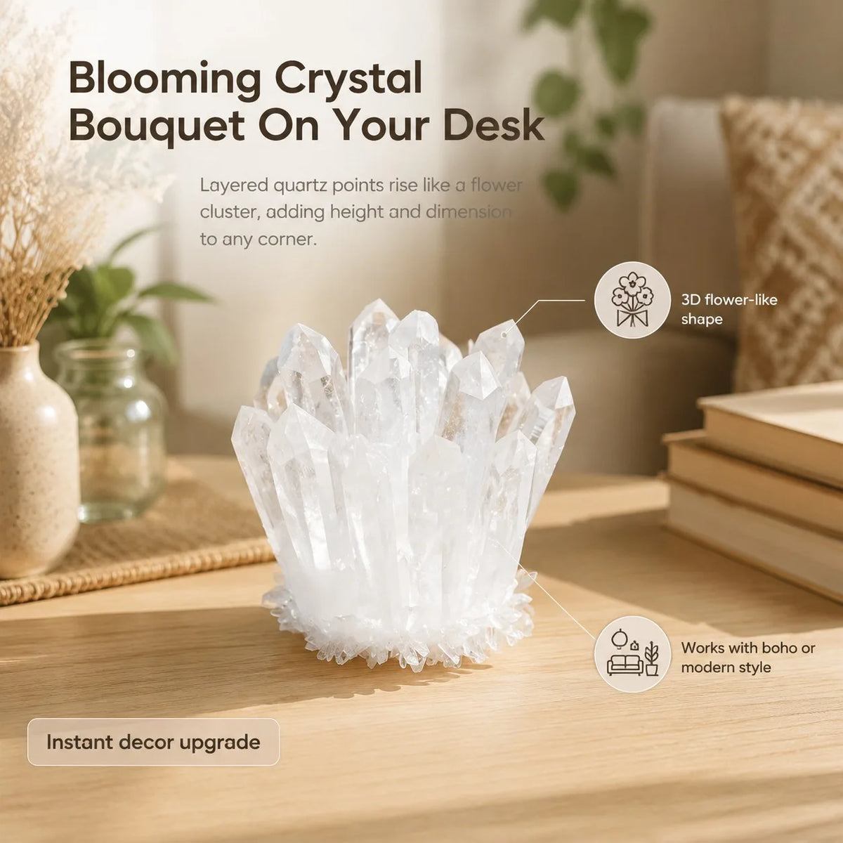 Natural high-quality white quartz crystal cluster flowers, with random styles, suitable for collecting and making high-end crystals, can be used for birthday gifts, women's gifts, scene decoration, desktop decoration