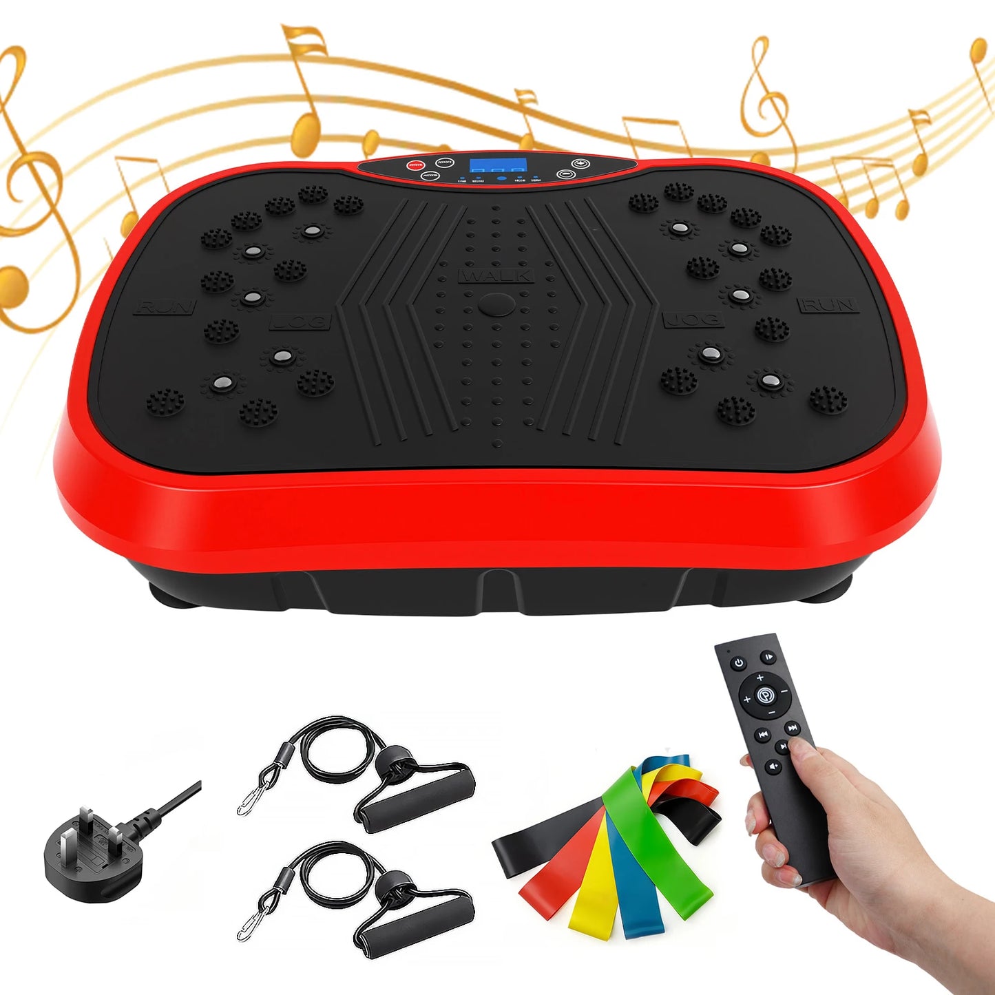 Portable Vibration Plate Exercise Machine Full-Body Workout with Bluetooth Resistance Bands Yoga Straps for Weight Loss &Shaping