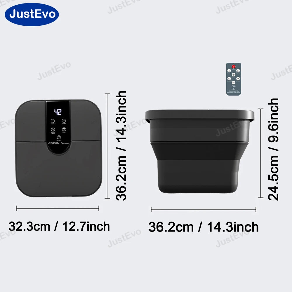 Smart Remote Foot Spa Massager, Foldable Soaking Tub With 18 Tai Chi Beads, Turbo Heating & Safe Separation Basin